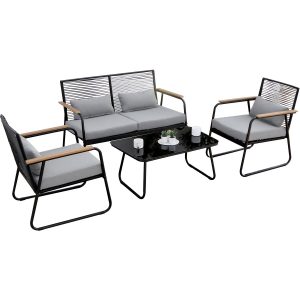 Acamp Loungegruppe Paxos Schwarz-Teak