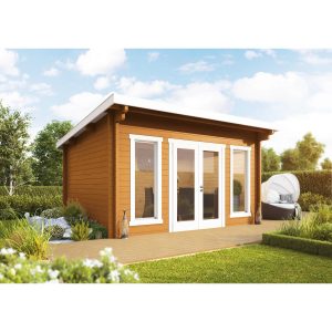 Wolff Finnhaus Holz-Gartenhaus/Gerätehaus Trondheim 44-D XL Eiche Hell BxT: 490 cm x 450 cm