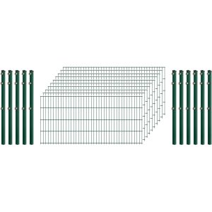 Einsteiger-Zaunset 5/4/5 Doppelstab 10 Matten +11 Pfosten 250/83 cm Dunkelgrün