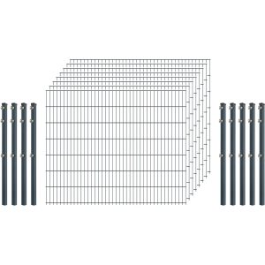 Einsteiger-Zaunset 5/4/5 Doppelstab 8 Matten + 9 Pfosten 250/143 cm Anthrazit