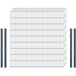 Einsteiger-Zaunset 5/4/5 Doppelstab 3 Matten + 4 Pfosten 250/183 cm Anthrazit