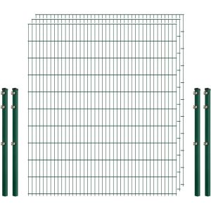 Einsteiger-Zaunset 5/4/5 Doppelstab 3 Matten + 4 Pfosten 250/203 cm Dunkelgrün