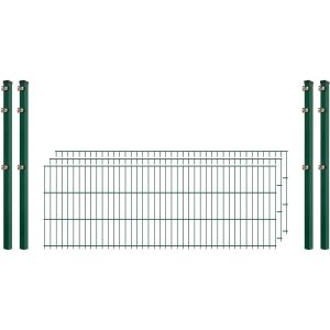 Standard-Zaunset 6/5/6 Doppelstab 3 Matten + 4 Pfosten 250/63 cm Dunkelgrün
