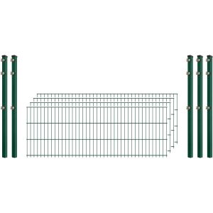 Standard-Zaunset 6/5/6 Doppelstab 4 Matten + 5 Pfosten 250/63 cm Dunkelgrün