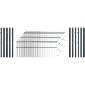 Standard-Zaunset 6/5/6 Doppelstab 10 Matten +11 Pfosten 250/63 cm Anthrazit