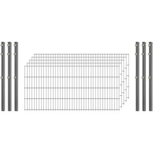 Standard-Zaunset 6/5/6 Doppelstab 5 Matten + 6 Pfosten 250/83 cm Verzinkt