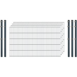 Standard-Zaunset 6/5/6 Doppelstab 4 Matten + 5 Pfosten 250/103 cm Anthrazit