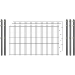 Standard-Zaunset 6/5/6 Doppelstab 4 Matten + 5 Pfosten 250/103 cm Verzinkt