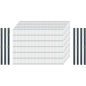 Standard-Zaunset 6/5/6 Doppelstab 6 Matten + 7 Pfosten 250/123 cm Anthrazit