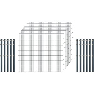 Standard-Zaunset 6/5/6 Doppelstab 10 Matten +11 Pfosten 250/143 cm Anthrazit