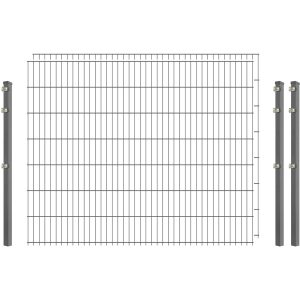 Standard-Zaunset 6/5/6 Doppelstab 2 Matten + 3 Pfosten 250/143 cm Verzinkt