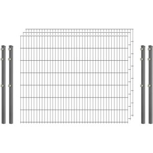 Standard-Zaunset 6/5/6 Doppelstab 3 Matten + 4 Pfosten 250/143 cm Verzinkt