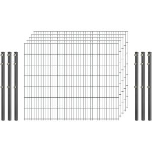 Standard-Zaunset 6/5/6 Doppelstab 5 Matten + 6 Pfosten 250/143 cm Verzinkt