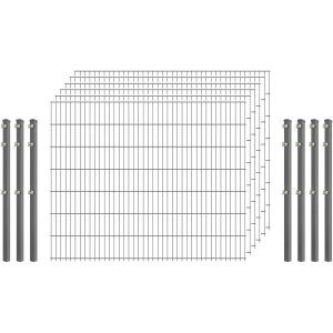 Standard-Zaunset 6/5/6 Doppelstab 6 Matten + 7 Pfosten 250/143 cm Verzinkt