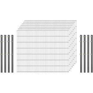 Standard-Zaunset 6/5/6 Doppelstab 7 Matten + 8 Pfosten 250/143 cm Verzinkt