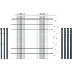 Standard-Zaunset 6/5/6 Doppelstab 6 Matten + 7 Pfosten 250/163 cm Anthrazit