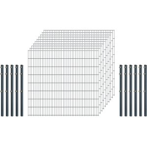 Standard-Zaunset 6/5/6 Doppelstab 10 Matten +11 Pfosten 250/163 cm Anthrazit
