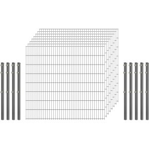 Standard-Zaunset 6/5/6 Doppelstab 8 Matten + 9 Pfosten 250/163 cm Verzinkt