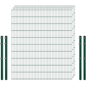 Standard-Zaunset 6/5/6 Doppelstab 3 Matten + 4 Pfosten 250/203 cm Dunkelgrün