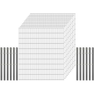 Standard-Zaunset 6/5/6 Doppelstab 11 Matten + 12 Pfosten 250/203 cm Verzinkt