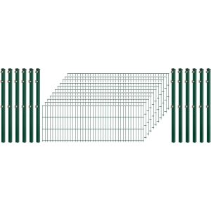 Industrie-Zaunset 8/6/8 Doppelstab 11 Matten + 12 Pfosten 250/63 cm Dunkelgrün