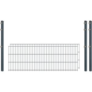 Industrie-Zaunset 8/6/8 Doppelstab 2 Matten + 3 Pfosten 250/63 cm Anthrazit