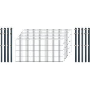 Industrie-Zaunset 8/6/8 Doppelstab 8 Matten + 9 Pfosten 250/83 cm Anthrazit