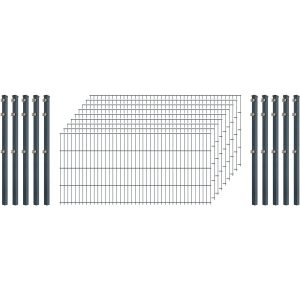 Industrie-Zaunset 8/6/8 Doppelstab 9 Matten + 10 Pfosten 250/83 cm Anthrazit