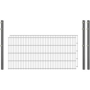 Industrie-Zaunset 8/6/8 Doppelstab 2 Matten + 3 Pfosten 250/83 cm Verzinkt