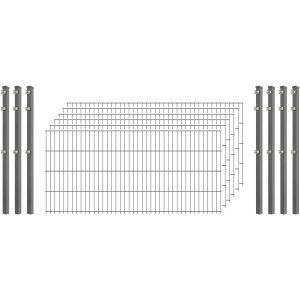 Industrie-Zaunset 8/6/8 Doppelstab 6 Matten + 7 Pfosten 250/83 cm Verzinkt