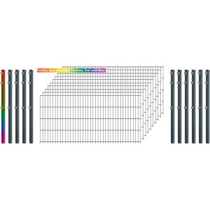 Industrie-Zaunset 8/6/8 Doppelstab 10 Matten+11 Pfosten 250/83 cm Freie Farbwahl