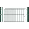 Industrie-Zaunset 8/6/8 Doppelstab 3 Matten + 4 Pfosten 250/103 cm Dunkelgrün
