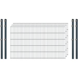 Industrie-Zaunset 8/6/8 Doppelstab 3 Matten + 4 Pfosten 250/103 cm Anthrazit