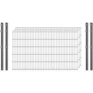 Industrie-Zaunset 8/6/8 Doppelstab 3 Matten + 4 Pfosten 250/103 cm Verzinkt