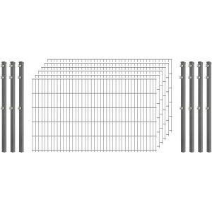 Industrie-Zaunset 8/6/8 Doppelstab 6 Matten + 7 Pfosten 250/103 cm Verzinkt