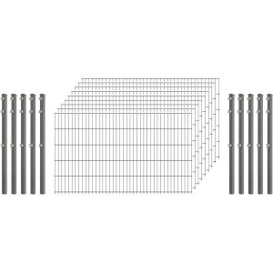 Industrie-Zaunset 8/6/8 Doppelstab 9 Matten + 10 Pfosten 250/103 cm Verzinkt