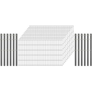 Industrie-Zaunset 8/6/8 Doppelstab 10 Matten +11 Pfosten 250/103 cm Verzinkt