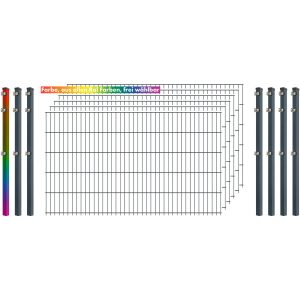 Industrie-Zaunset 8/6/8 Doppelstab 6 Matten +7 Pfosten 250/103 cm Freie Farbwahl