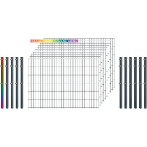 Industrie-Zaunset 8/6/8 Doppelstab 10 Matten+11 Pfosten 250/123 cm Freie Farbw.