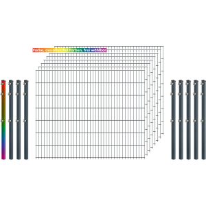 Industrie-Zaunset 8/6/8 Doppelstab 8 Matten +9 Pfosten 250/143 cm Freie Farbwahl