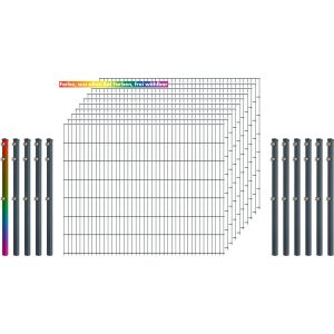 Industrie-Zaunset 8/6/8 Doppelstab 10 Matten+11 Pfosten 250/143 cm Freie Farbw.