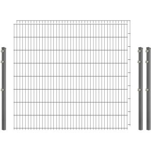 Industrie-Zaunset 8/6/8 Doppelstab 2 Matten + 3 Pfosten 250/163 cm Verzinkt