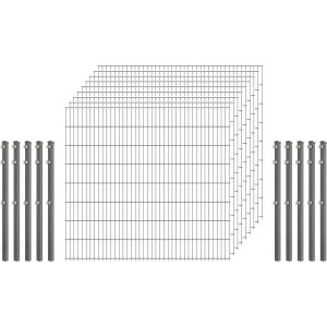 Industrie-Zaunset 8/6/8 Doppelstab 9 Matten + 10 Pfosten 250/163 cm Verzinkt