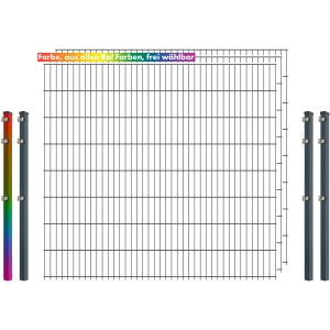 Industrie-Zaunset 8/6/8 Doppelstab 3 Matten +4 Pfosten 250/163 cm Freie Farbwahl