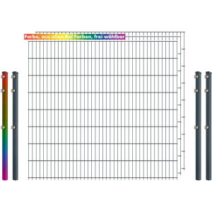 Industrie-Zaunset 8/6/8 Doppelstab 3 Matten +4 Pfosten 250/163 cm Freie Farbwahl