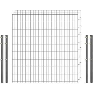 Industrie-Zaunset 8/6/8 Doppelstab 3 Matten + 4 Pfosten 250/183 cm Verzinkt