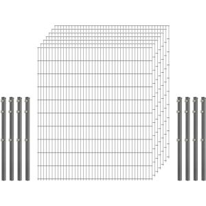 Industrie-Zaunset 8/6/8 Doppelstab 7 Matten + 8 Pfosten 250/203 cm Verzinkt