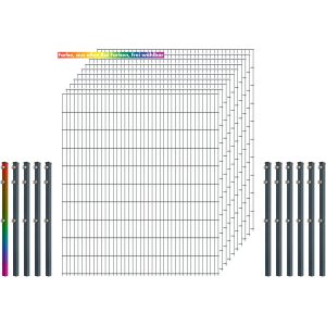 Industrie-Zaunset 8/6/8 Doppelstab 10 Matten+11 Pfosten 250/203 cm Freie Farbw.