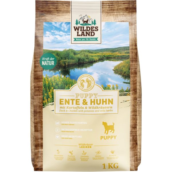 Wildes Land Hunde-Trockenfutter Puppy Ente und Huhn 1 kg