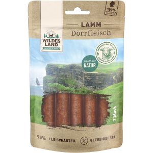 Wildes Land Hunde-Snack Lamm Dörrfleisch 150 g 7 Stück